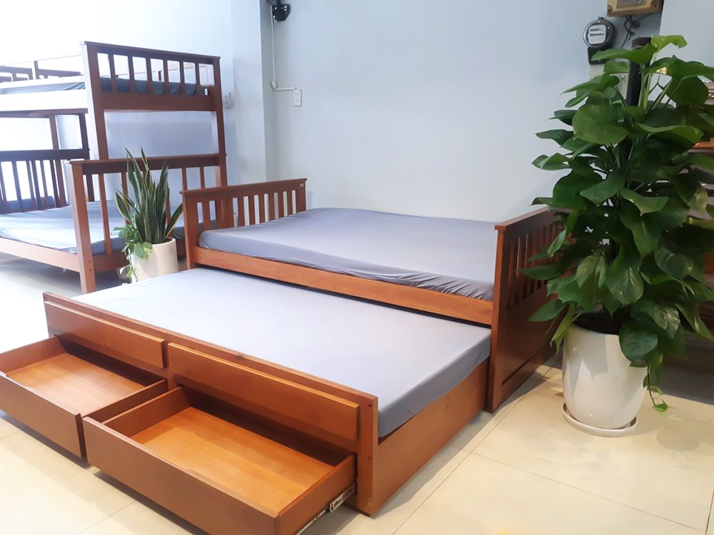 giường tầng hộp có giường phụ và ngăn kéo