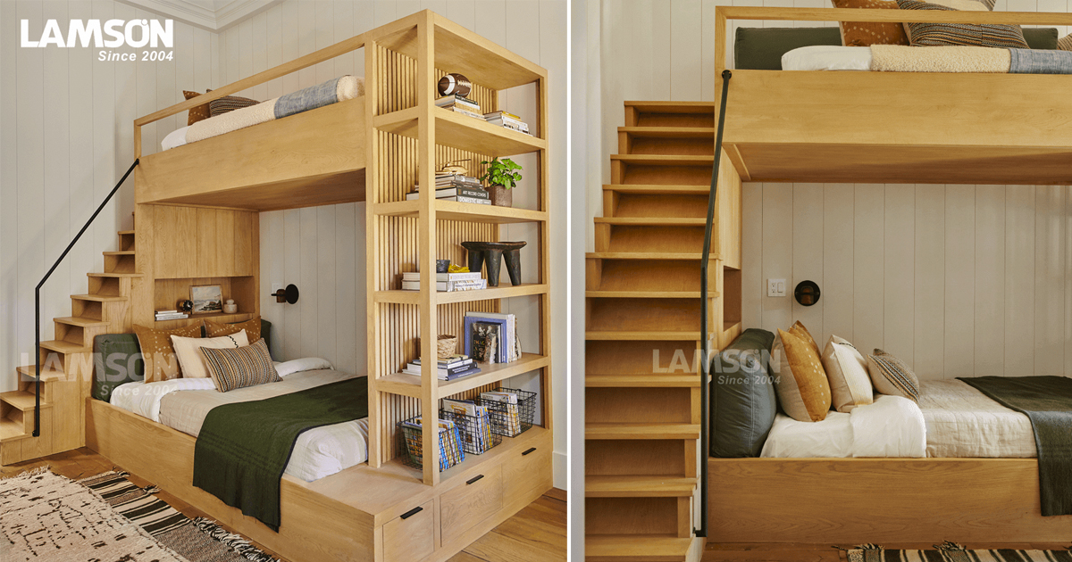 Giường tầng gồm có giường gỗ tự nhiên và gỗ công nghiệp