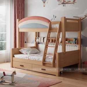 Mẫu giường tầng ngủ có giá sách