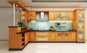 Tủ bếp gỗ sồi