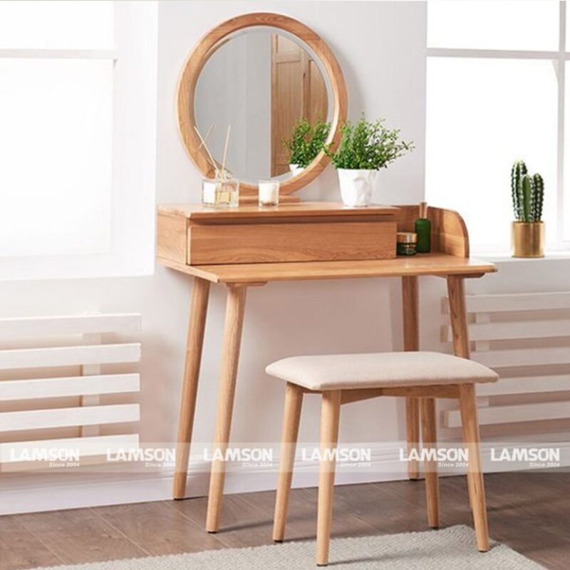 Bàn trang điểm gỗ tự nhiên ASH, veneer ASH nhập khẩu
