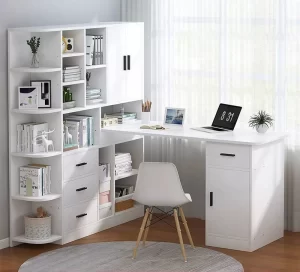 bàn làm việc liền kệ sách