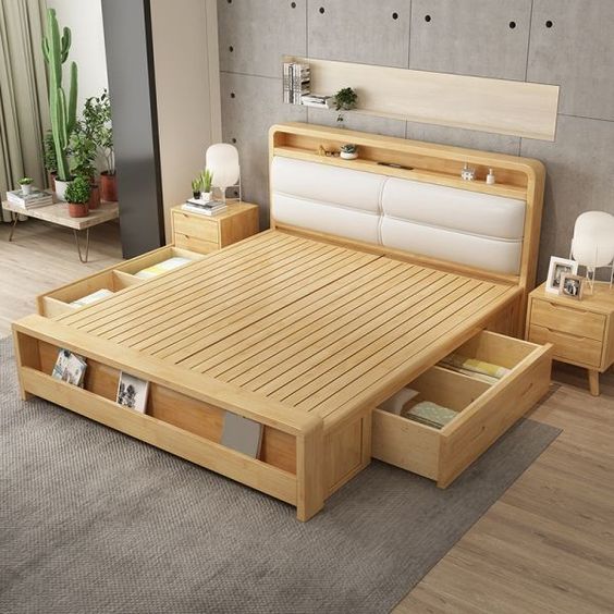 giường ngủ hiện đại có ngăn kéo