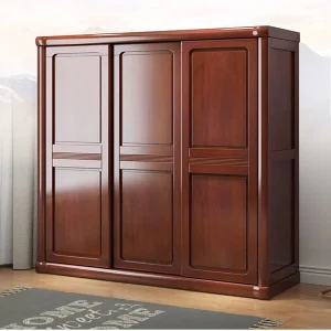 tủ quần áo cửa lùa 3 cánh gỗ tự nhiên