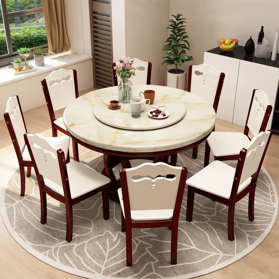 bàn ăn tân cổ điển mặt tròn