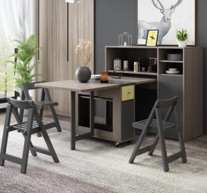 Bộ bàn ăn thông minh gấp gọn 6 ghế