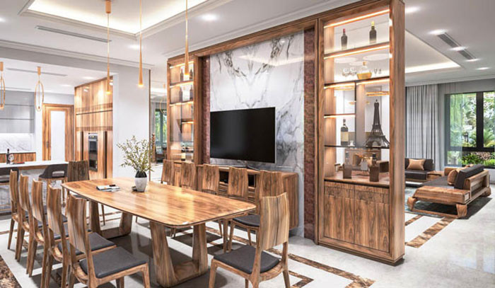 Tủ rượu vách ngăn phòng khách