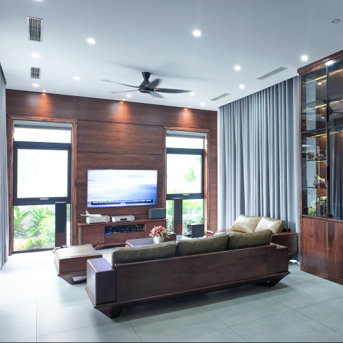thi công ốp vách trang trí phòng khách