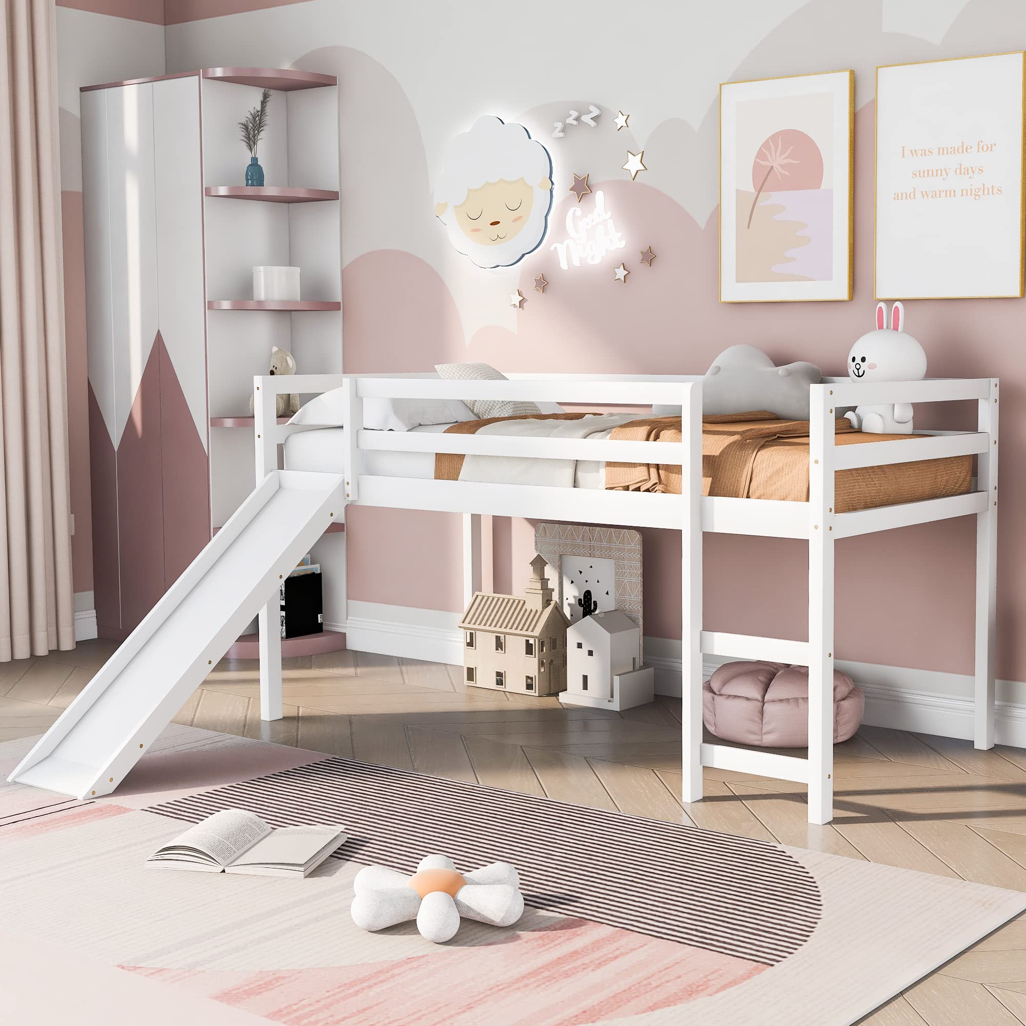 Giường tầng cho bé màu pastel nhẹ nhàng