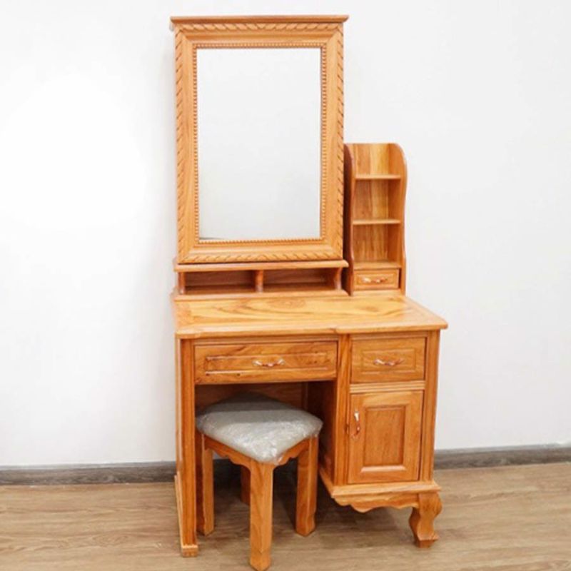 Bàn trang điểm gỗ gõ đỏ gương mở