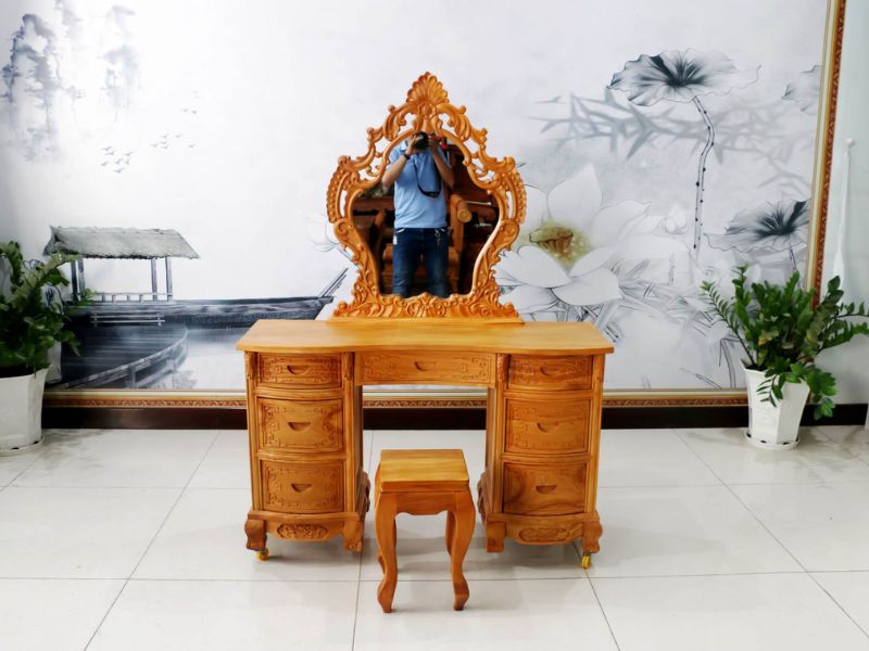 Bàn trang điểm gỗ gõ đỏ cao cấp