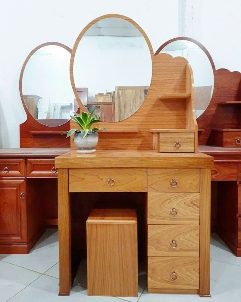 Bàn trang điểm gỗ gõ đỏ nhiều ngăn kéo