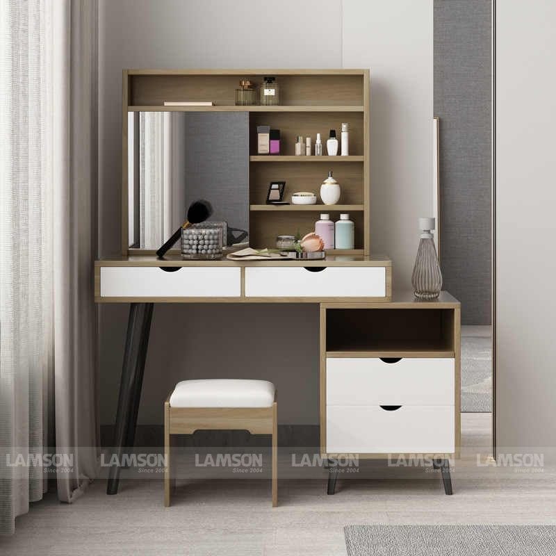 Mẫu bàn trang điểm gỗ công nghiệp phủ bóng cao cấp