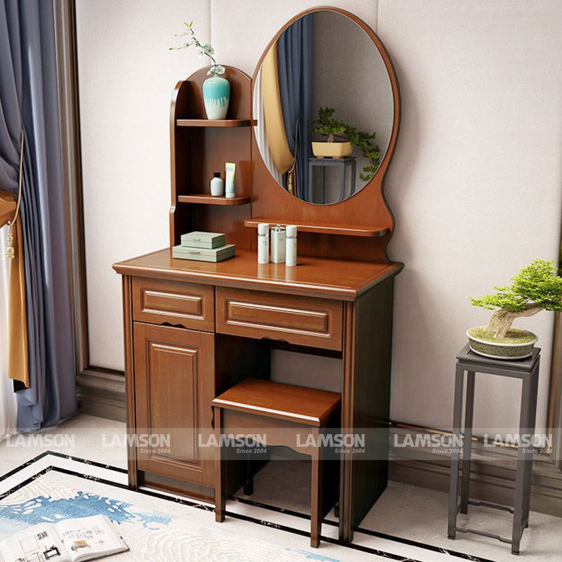 Bàn trang điểm tân cổ điển gỗ tự nhiên có vừa phòng diện tích nhỏ không