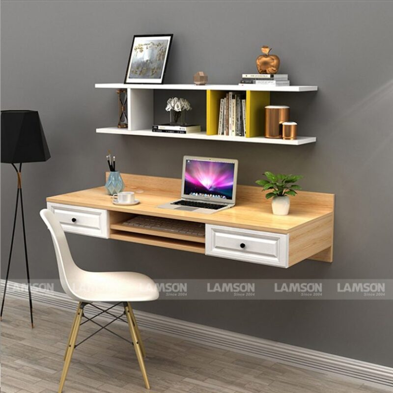 Kết hợp kệ sách dạng treo đồng bộ đem lại sự tiện lợi tối đa khi sử dụng