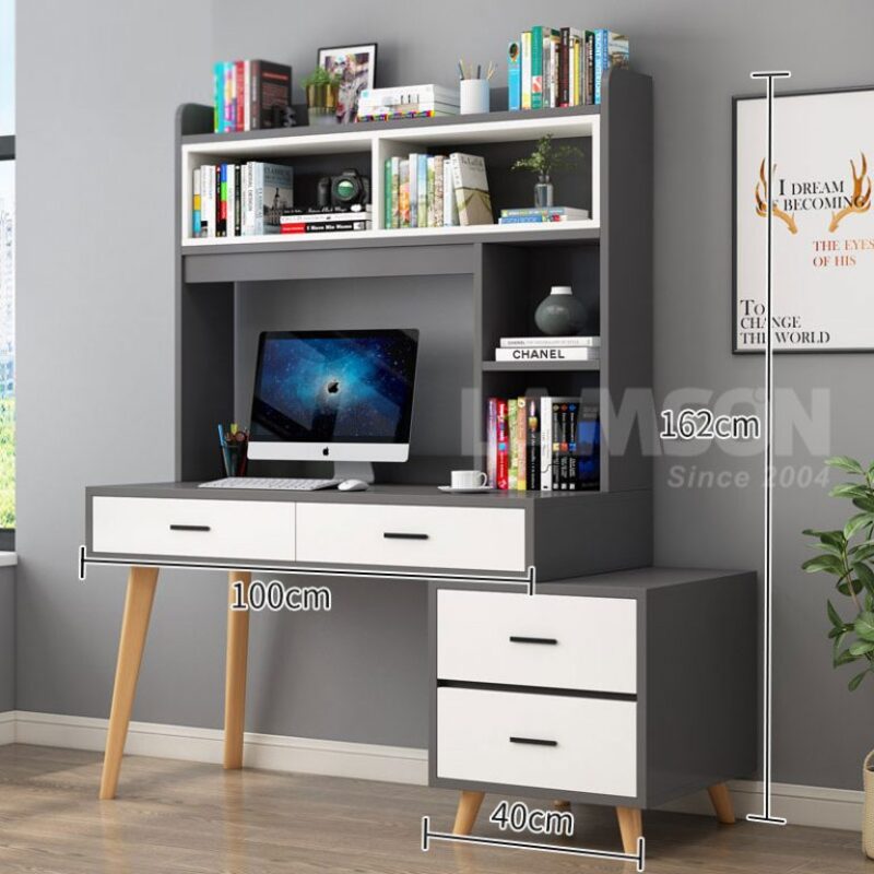 Bàn có kệ sách dạng bậc thang là mẫu hot thời gian gần đây
