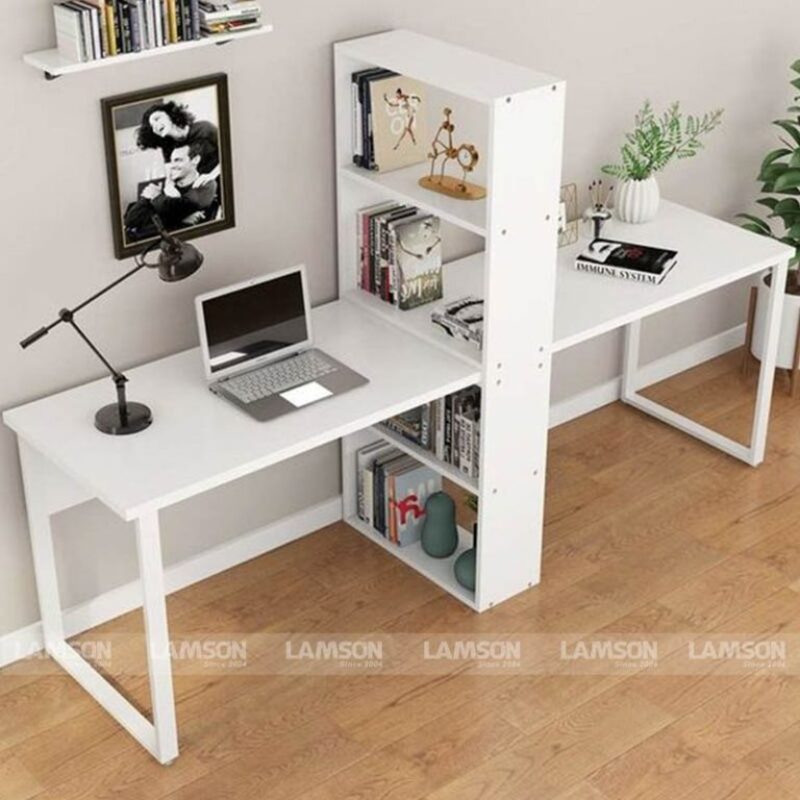 Kết hợp kệ sách ở giữa vừa tiết kiệm không gian vừa tối ưu nơi lưu trữ tài liệu, sách vở,...
