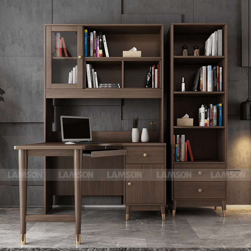 Set up bàn làm việc đa năng, hiện đại kết hợp kệ lưu trữ thông minh