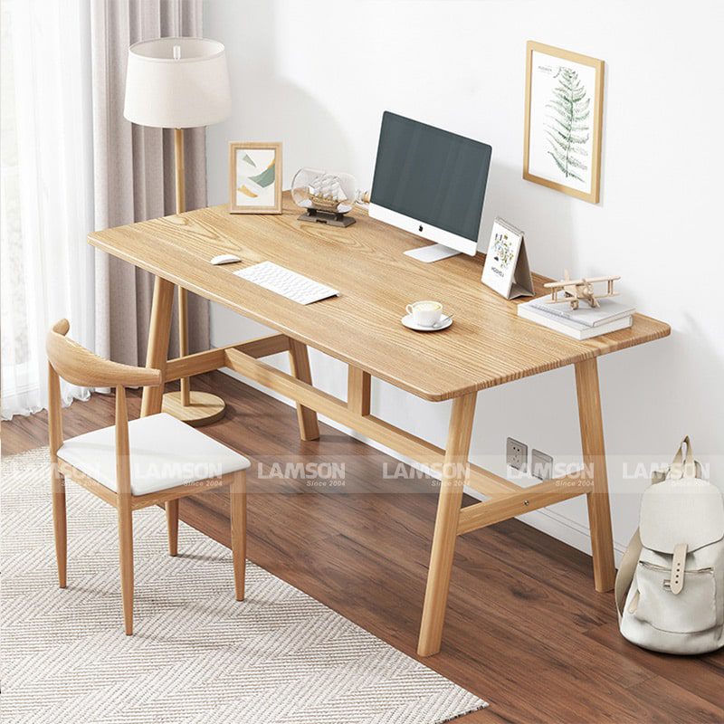Góc làm việc tối giản với tông màu trắng hiện đại